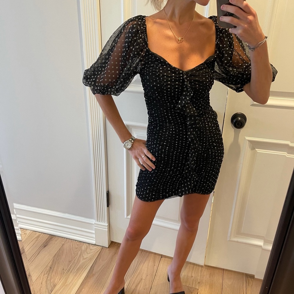 Zara polka dot dress puffy sleeves